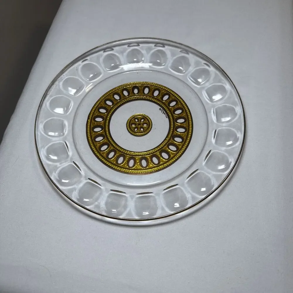 VTG Mid-Century Culver Ltd Plate Heavy 22k Gold Enamel Jeweled Medallion France